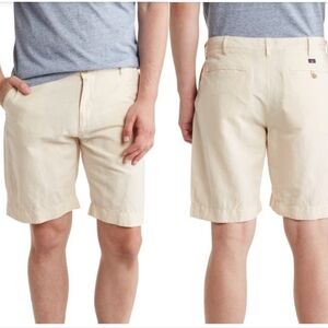 Faherty Malibu Linen‎ & Cotton Chino Shorts in Stone Men's Size 34X9